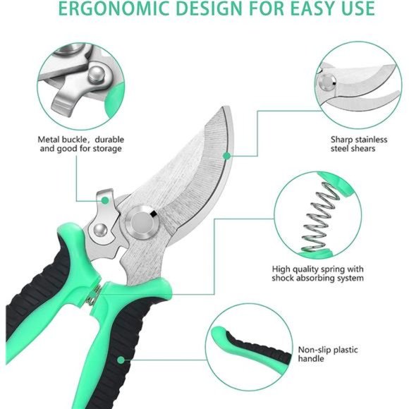 5 pack Garden Pruning Shears Stainless Steel Blades, Handheld Scissors Set - Picture 2 of 6